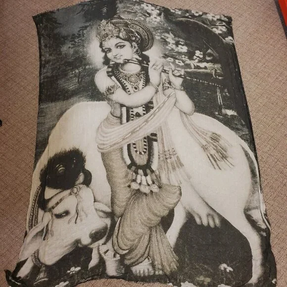 Ottotredici Womens Cashmere Blend Krishna Printed Scarf Avant Garde Eclectic